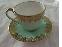 Shelley pale green miniature cup and saucer